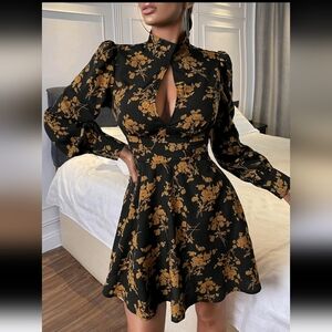 Floral Peekaboo A-line Multicolor Dress